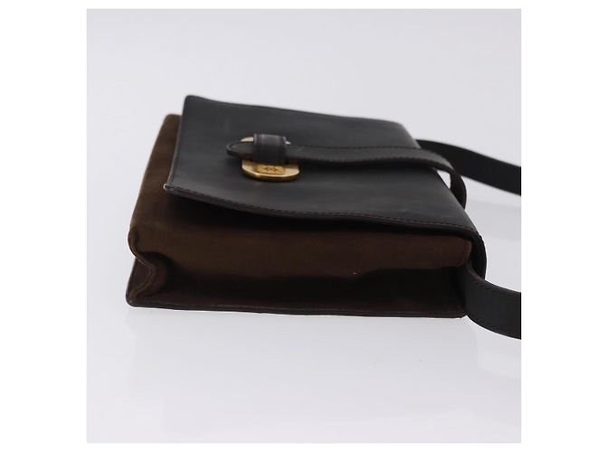 Borsa a tracolla LOEWE Suede Dark Brown Gold Tone Auth 196425A Marrone scuro - vista 3