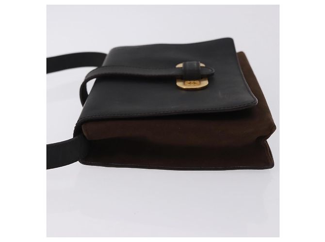 Borsa a tracolla LOEWE Suede Dark Brown Gold Tone Auth 196425A Marrone scuro - vista 4