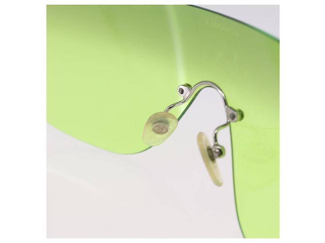 CHANEL Randlose Sonnenbrille Metall Green Silver CC Auth BA15023M Silber Grün - Ansicht 11