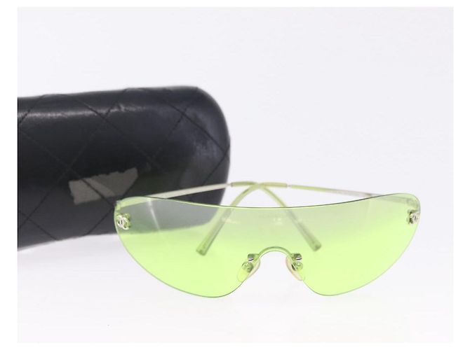 CHANEL Randlose Sonnenbrille Metall Green Silver CC Auth BA15023M Silber Grün - Ansicht 15