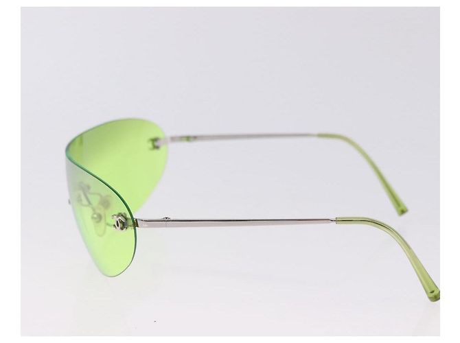 CHANEL Randlose Sonnenbrille Metall Green Silver CC Auth BA15023M Silber Grün - Ansicht 6