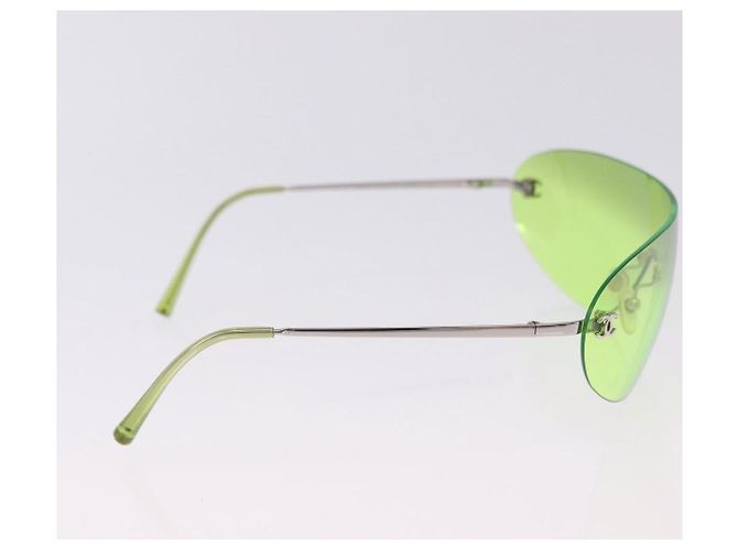 CHANEL Randlose Sonnenbrille Metall Green Silver CC Auth BA15023M Silber Grün - Ansicht 7