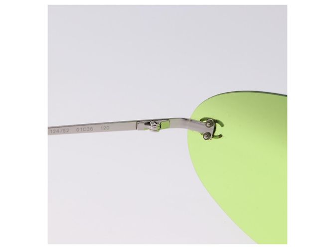 CHANEL Randlose Sonnenbrille Metall Green Silver CC Auth BA15023M Silber Grün - Ansicht 8