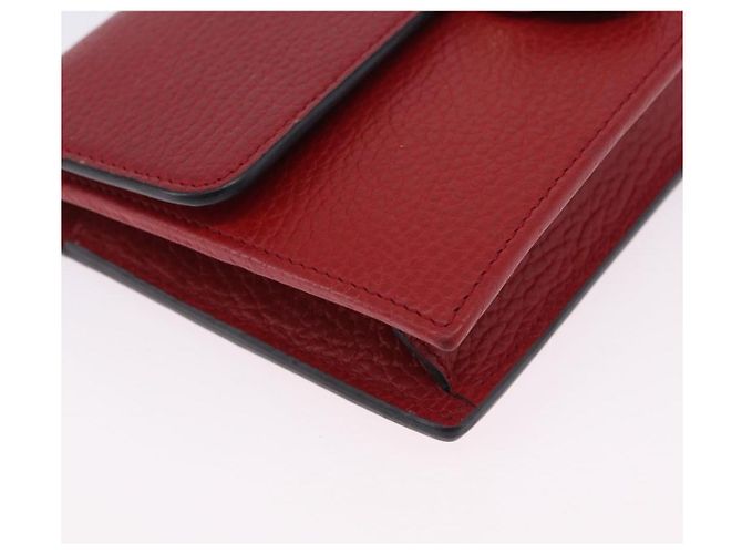 Portafoglio a Spalla con Catena GUCCI in Pelle Rossa e Oro 510314 Auth ka5723A Rosso D'oro - vista 10