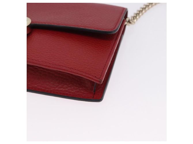 Portafoglio a Spalla con Catena GUCCI in Pelle Rossa e Oro 510314 Auth ka5723A Rosso D'oro - vista 11