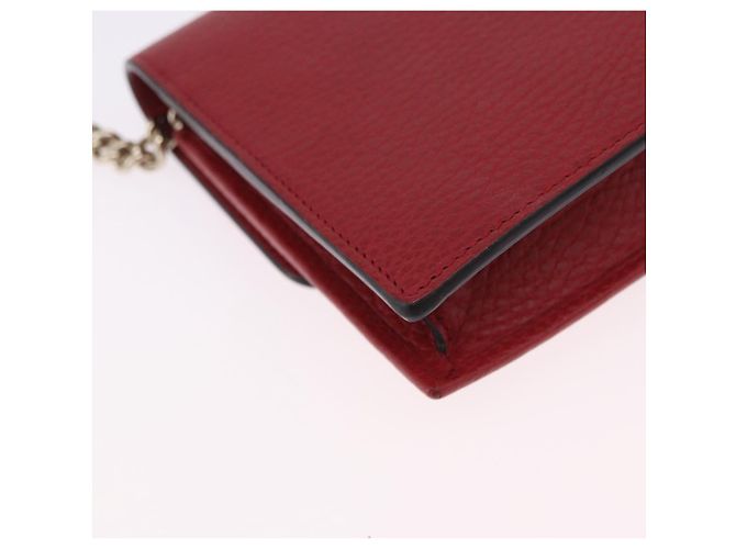 Portafoglio a Spalla con Catena GUCCI in Pelle Rossa e Oro 510314 Auth ka5723A Rosso D'oro - vista 12
