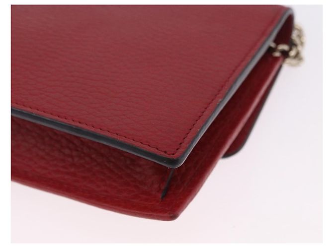 Portafoglio a Spalla con Catena GUCCI in Pelle Rossa e Oro 510314 Auth ka5723A Rosso D'oro - vista 13