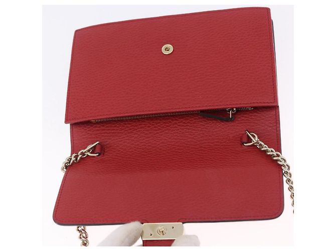 Portafoglio a Spalla con Catena GUCCI in Pelle Rossa e Oro 510314 Auth ka5723A Rosso D'oro - vista 15