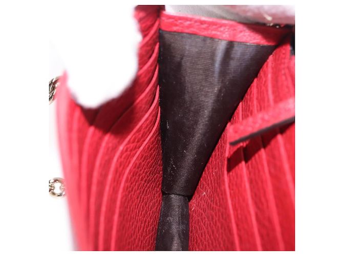 Portafoglio a Spalla con Catena GUCCI in Pelle Rossa e Oro 510314 Auth ka5723A Rosso D'oro - vista 19