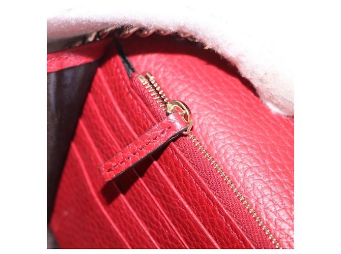 Portafoglio a Spalla con Catena GUCCI in Pelle Rossa e Oro 510314 Auth ka5723A Rosso D'oro - vista 20