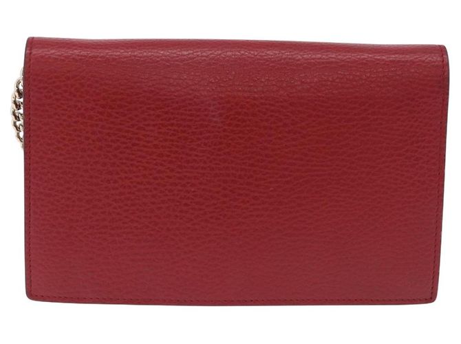 Portafoglio a Spalla con Catena GUCCI in Pelle Rossa e Oro 510314 Auth ka5723A Rosso D'oro - vista 3