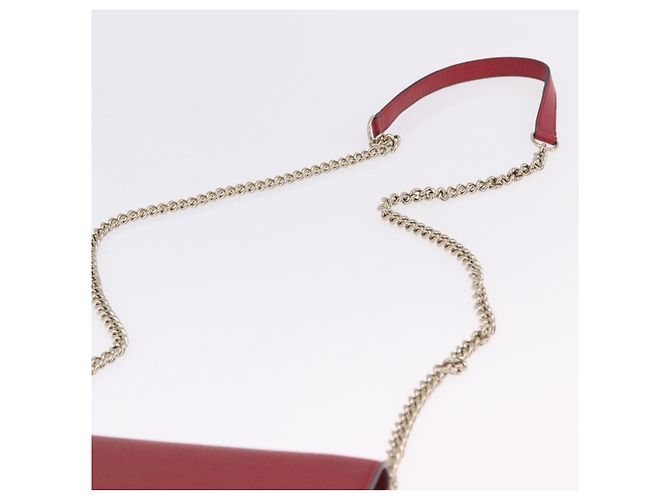 Portafoglio a Spalla con Catena GUCCI in Pelle Rossa e Oro 510314 Auth ka5723A Rosso D'oro - vista 8