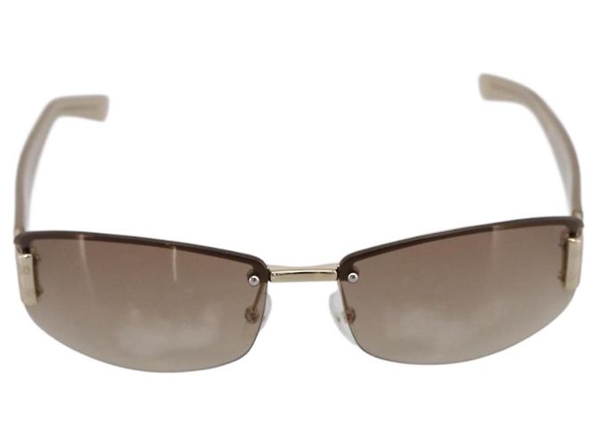 Occhiali da sole senza montatura GUCCI Plastica Marrone Tono Oro Auth am12290V - vista 2