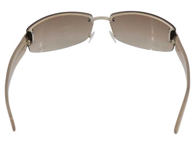 Occhiali da sole senza montatura GUCCI Plastica Marrone Tono Oro Auth am12290V - vista 3