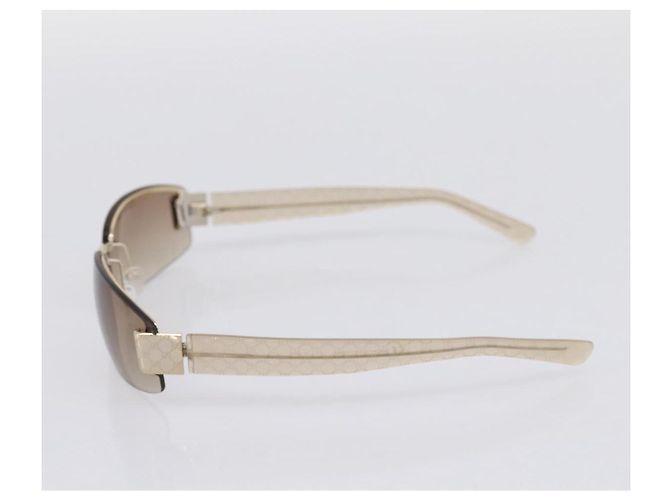 Occhiali da sole senza montatura GUCCI Plastica Marrone Tono Oro Auth am12290V - vista 5