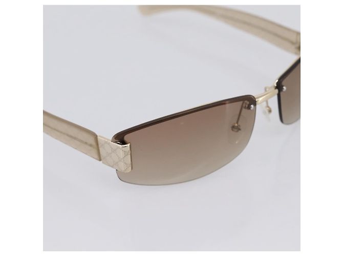 Occhiali da sole senza montatura GUCCI Plastica Marrone Tono Oro Auth am12290V - vista 6