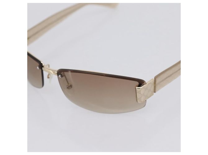 Occhiali da sole senza montatura GUCCI Plastica Marrone Tono Oro Auth am12290V - vista 7