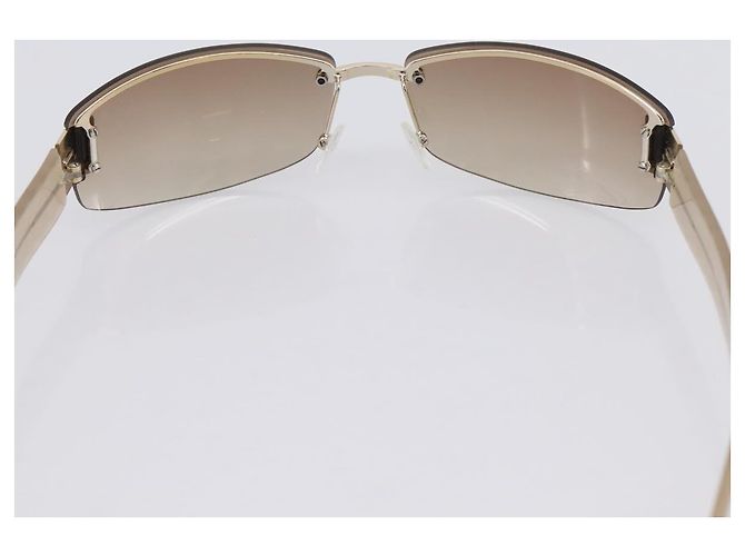 Occhiali da sole senza montatura GUCCI Plastica Marrone Tono Oro Auth am12290V - vista 8