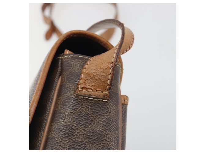 Céline Borsa a tracolla CELINE Macadam PVC Pelle Marrone Tono Oro Auth BA14939 - vista 15
