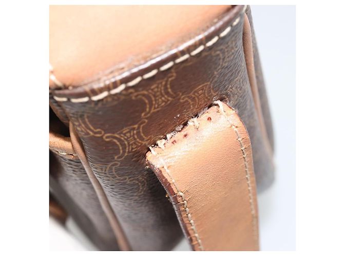 Céline Borsa a tracolla CELINE Macadam PVC Pelle Marrone Tono Oro Auth BA14939 - vista 18