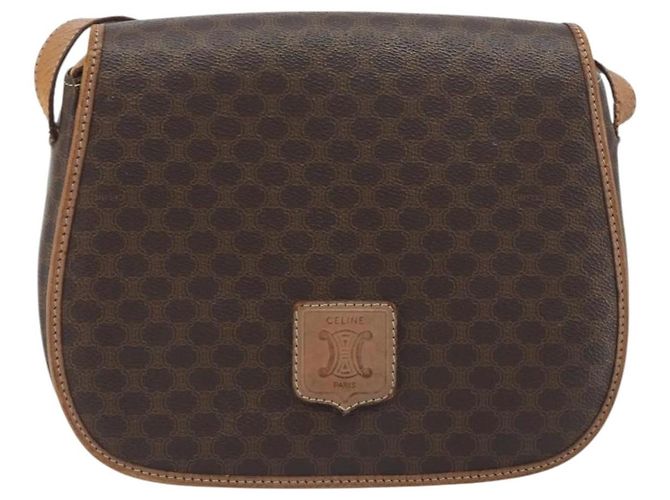 Céline Borsa a tracolla CELINE Macadam PVC Pelle Marrone Tono Oro Auth BA14939 - vista 2