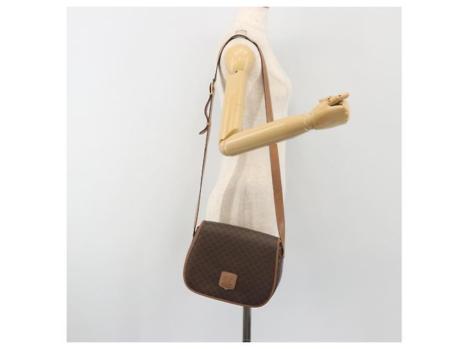 Céline Borsa a tracolla CELINE Macadam PVC Pelle Marrone Tono Oro Auth BA14939 - vista 25