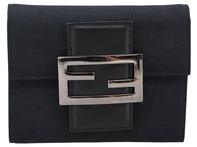 FENDI Zucca Canvas Compact Trifold Wallet Black Auth am12424V - view 13