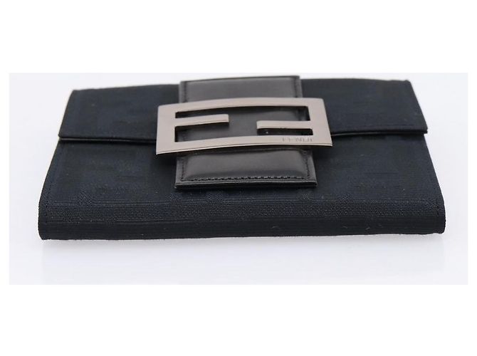 FENDI Zucca Canvas Compact Trifold Wallet Black Auth am12424V - view 6