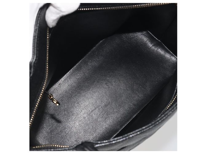 Borsa Tote Standard CHANEL Pelle Caviar Nero Oro CC Auth am12339SAM D'oro - vista 16