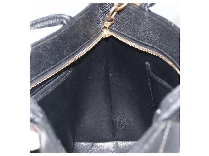 Borsa Tote Standard CHANEL Pelle Caviar Nero Oro CC Auth am12339SAM D'oro - vista 17