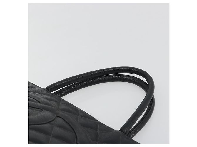 Borsa Tote Standard CHANEL Pelle Caviar Nero Oro CC Auth am12339SAM D'oro - vista 8