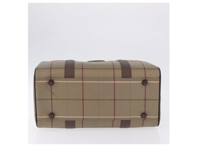 Borsa Boston Burberrys Nova Check Canvas Beige Tono Oro Auth 198326 - vista 10