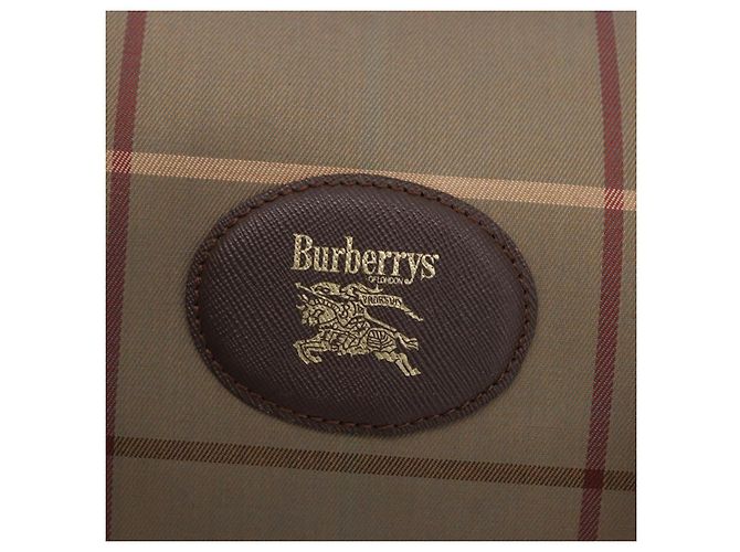 Borsa Boston Burberrys Nova Check Canvas Beige Tono Oro Auth 198326 - vista 16