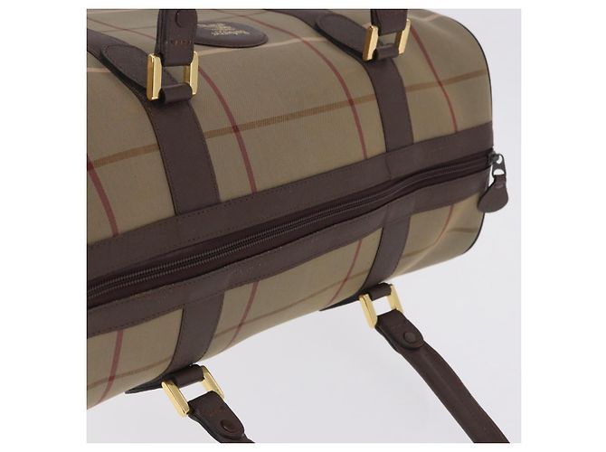 Borsa Boston Burberrys Nova Check Canvas Beige Tono Oro Auth 198326 - vista 7