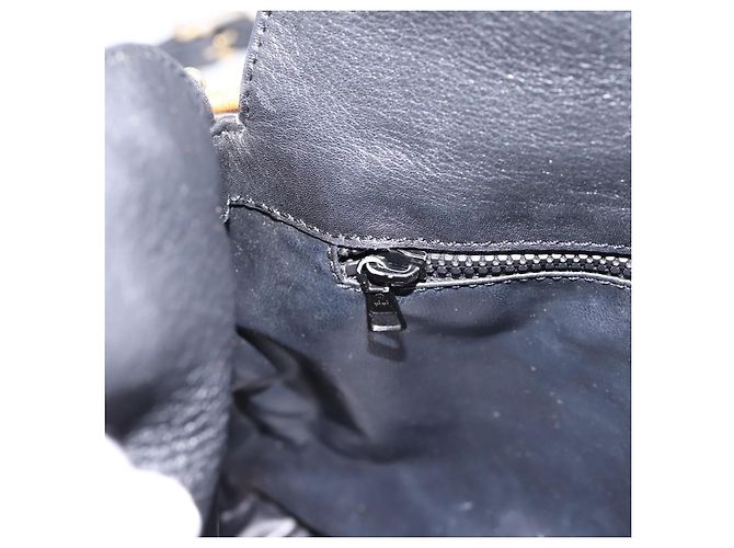 Céline CELINE Schultertasche aus Leder Schwarz Goldfarben Auth 196412 - Ansicht 18
