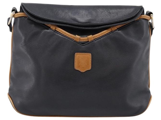 Céline CELINE Schultertasche aus Leder Schwarz Goldfarben Auth 196412 - Ansicht 2