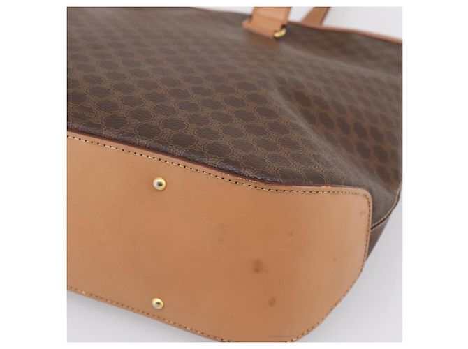 Céline Borsa Tote CELINE Macadam Canvas PVC Pelle Brown Gold Auth am12286V Marrone D'oro - vista 10