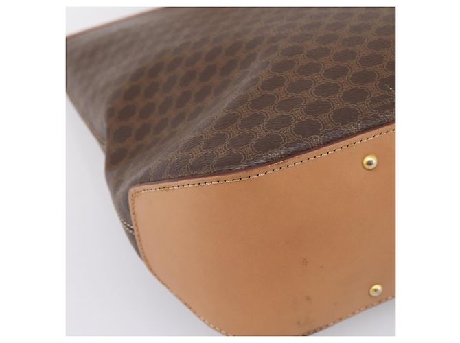 Céline Borsa Tote CELINE Macadam Canvas PVC Pelle Brown Gold Auth am12286V Marrone D'oro - vista 11