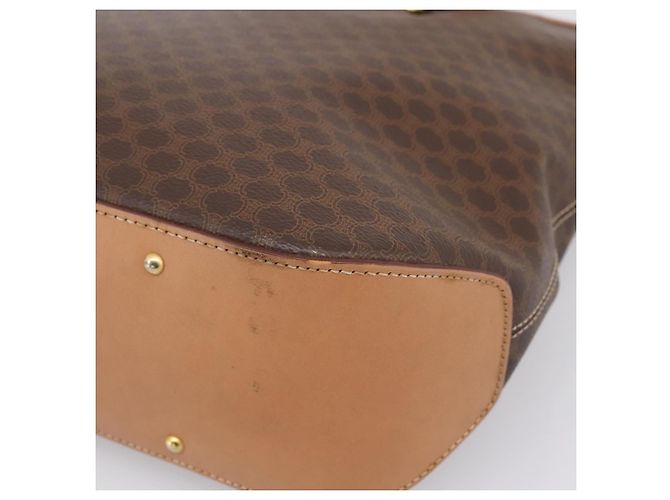 Céline Borsa Tote CELINE Macadam Canvas PVC Pelle Brown Gold Auth am12286V Marrone D'oro - vista 12