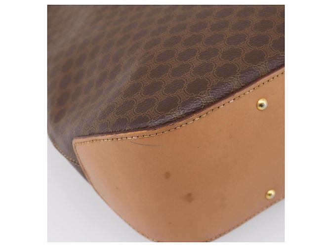 Céline Borsa Tote CELINE Macadam Canvas PVC Pelle Brown Gold Auth am12286V Marrone D'oro - vista 13