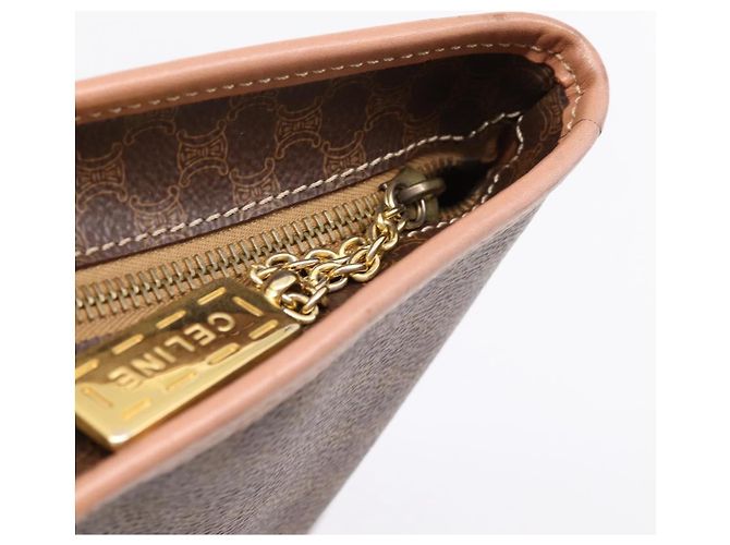 Céline Borsa Tote CELINE Macadam Canvas PVC Pelle Brown Gold Auth am12286V Marrone D'oro - vista 15
