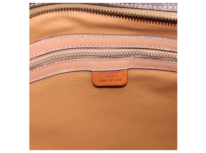 Céline Borsa Tote CELINE Macadam Canvas PVC Pelle Brown Gold Auth am12286V Marrone D'oro - vista 16