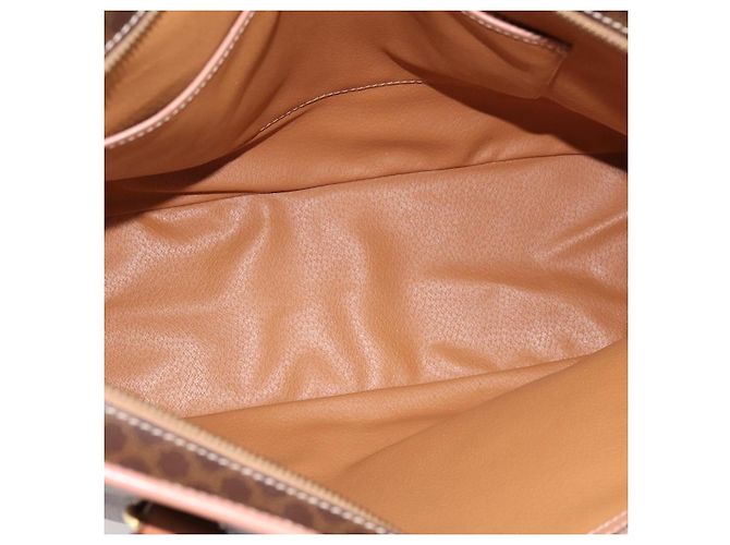 Céline Borsa Tote CELINE Macadam Canvas PVC Pelle Brown Gold Auth am12286V Marrone D'oro - vista 17