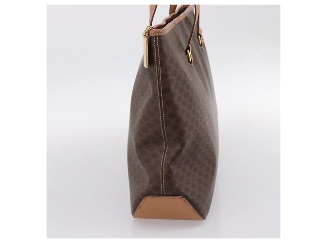 Céline Borsa Tote CELINE Macadam Canvas PVC Pelle Brown Gold Auth am12286V Marrone D'oro - vista 4