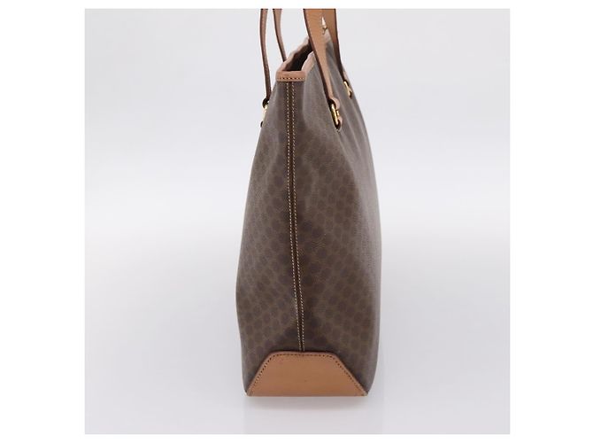 Céline Borsa Tote CELINE Macadam Canvas PVC Pelle Brown Gold Auth am12286V Marrone D'oro - vista 5