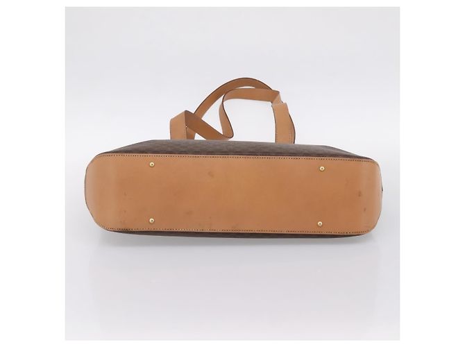 Céline Borsa Tote CELINE Macadam Canvas PVC Pelle Brown Gold Auth am12286V Marrone D'oro - vista 9