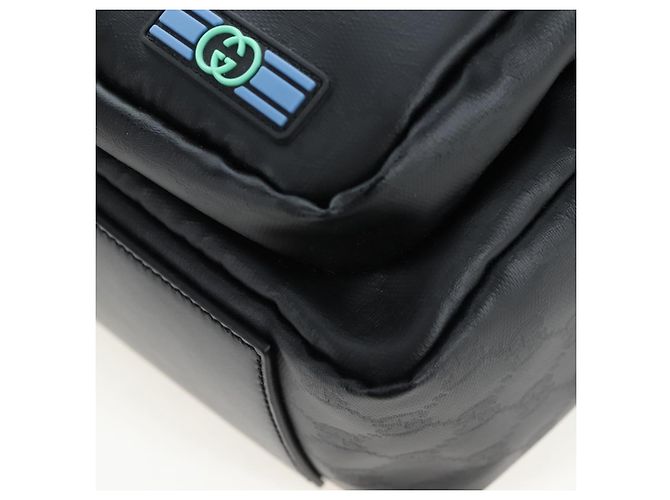 Borsa a Tracolla GUCCI GG Crystal PVC Pelle Nero Argento 782764 Auth BA14802V - vista 16
