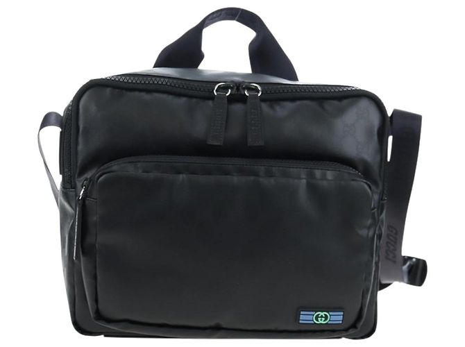 Borsa a Tracolla GUCCI GG Crystal PVC Pelle Nero Argento 782764 Auth BA14802V - vista 2