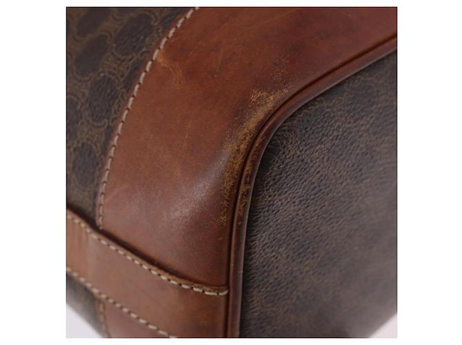 16 Céline Borsa a tracolla CELINE Macadam Canvas PVC Leather Brown Gold Auth 198250 Marrone D'oro - vista 10