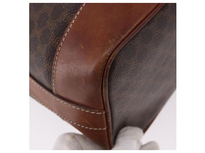 16 Céline Borsa a tracolla CELINE Macadam Canvas PVC Leather Brown Gold Auth 198250 Marrone D'oro - vista 12